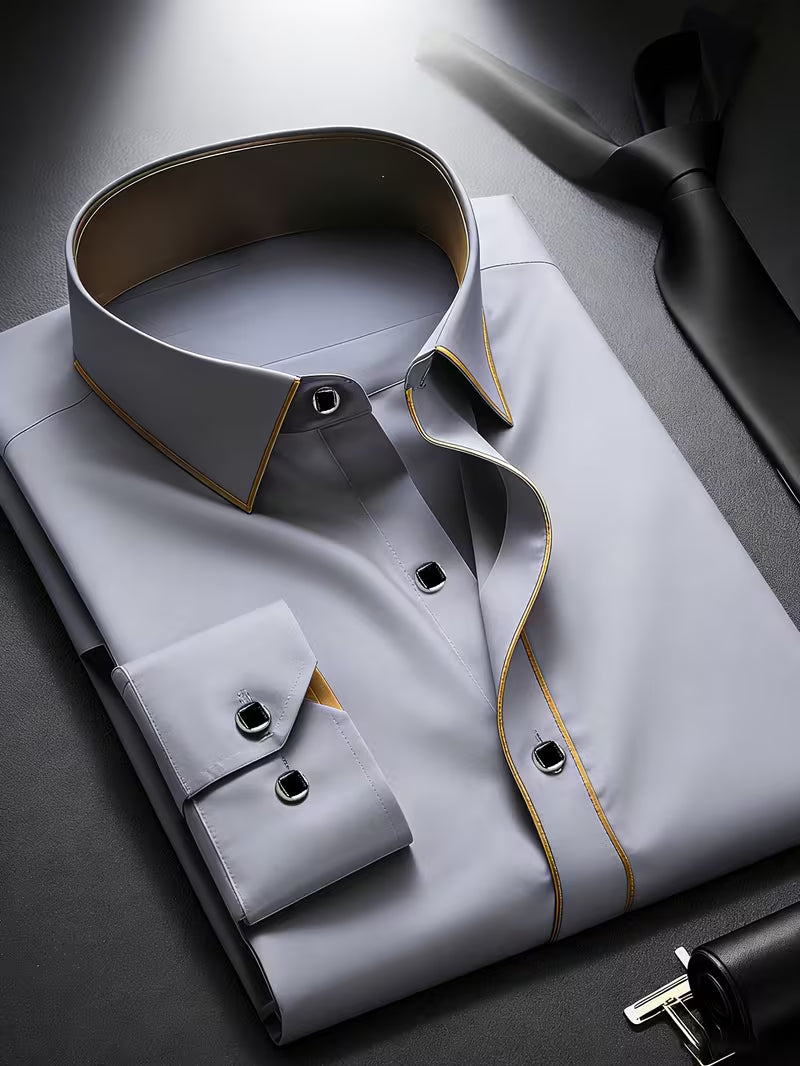 Daven | Camisa de Manga Larga con Ribete en Contraste