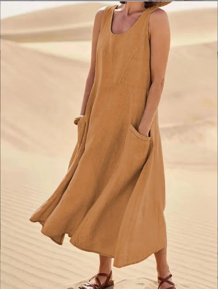 Zoha | Vestido Maxi Sin Mangas Con Bolsillos