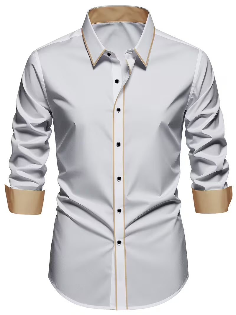 Daven | Camisa de Manga Larga con Ribete en Contraste