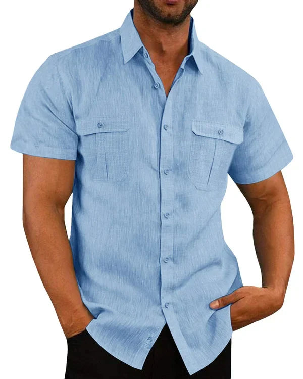 Eldwin | Camisa De Manga Corta Con Botones Y Bolsillos Para Hombre