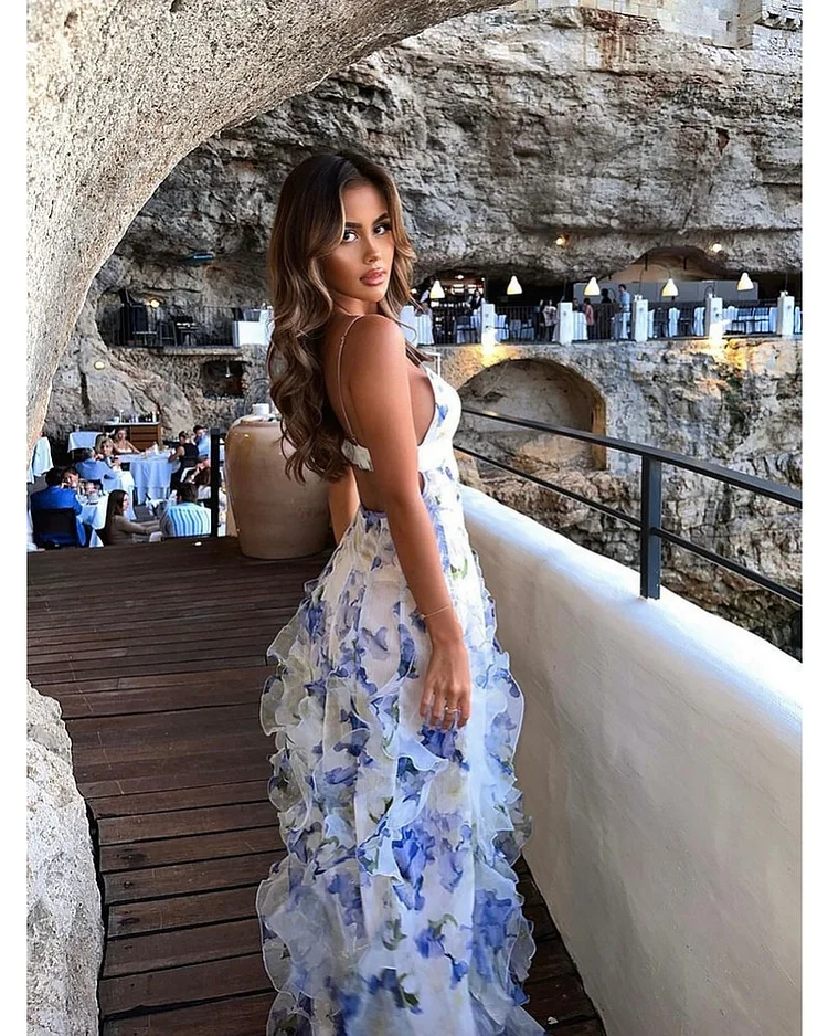 Mikayla | Vestido Maxi Floral Con Volantes