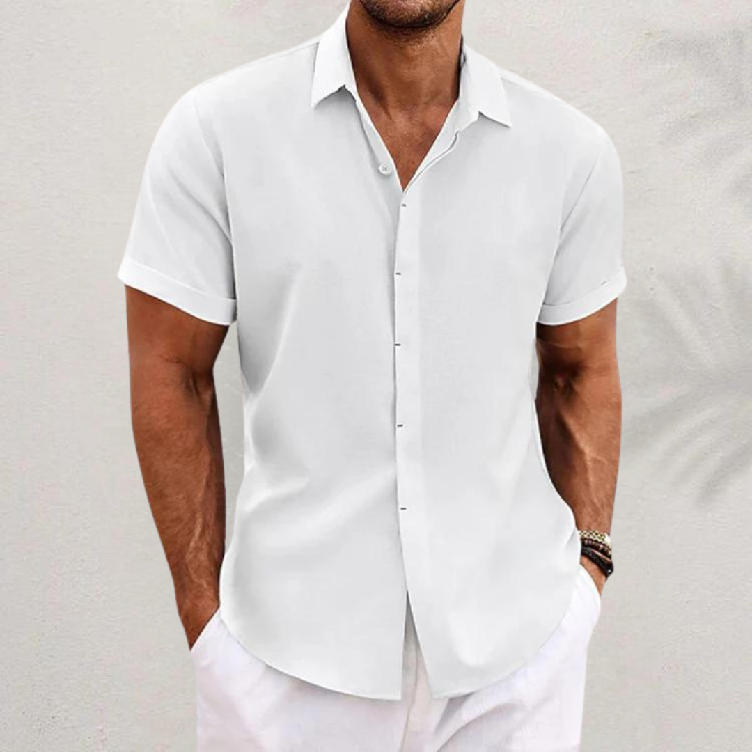 Neftali - Camisa de Manga Corta Estilo Lino