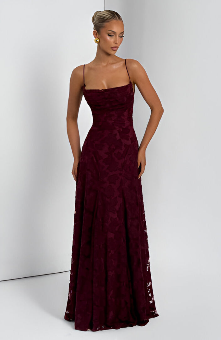 Alona | Vestido Largo De Tirantes Con Textura Floral