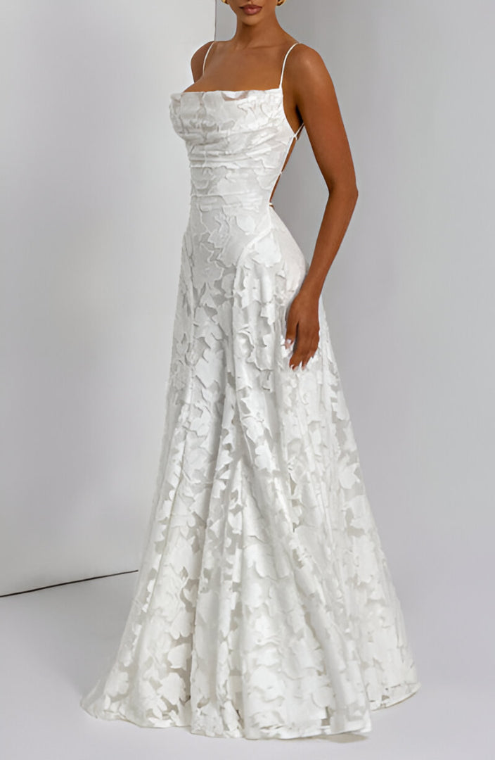 Alona | Vestido Largo De Tirantes Con Textura Floral
