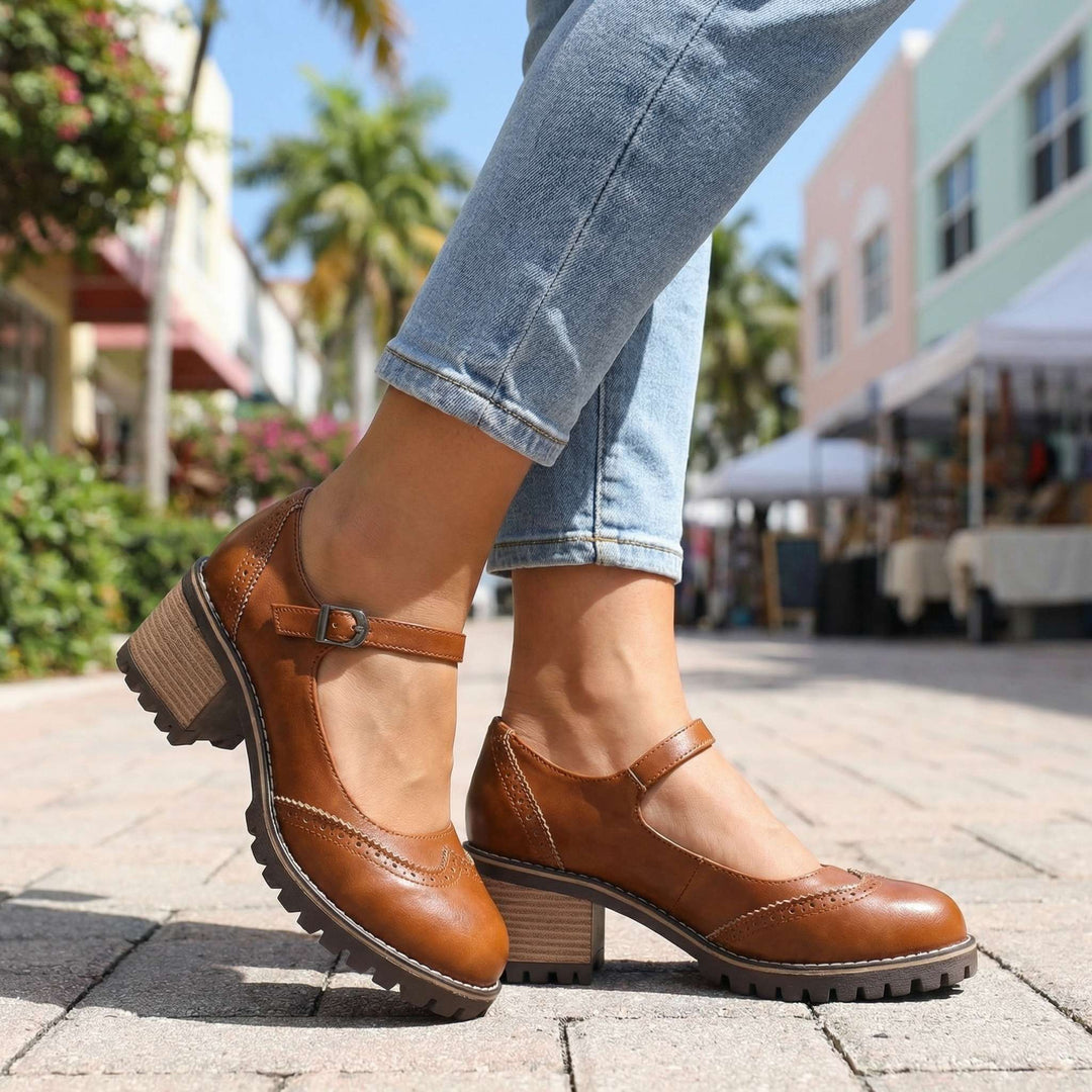 Bahar | Zapatos Mary Jane Tacón Bloque Hebilla