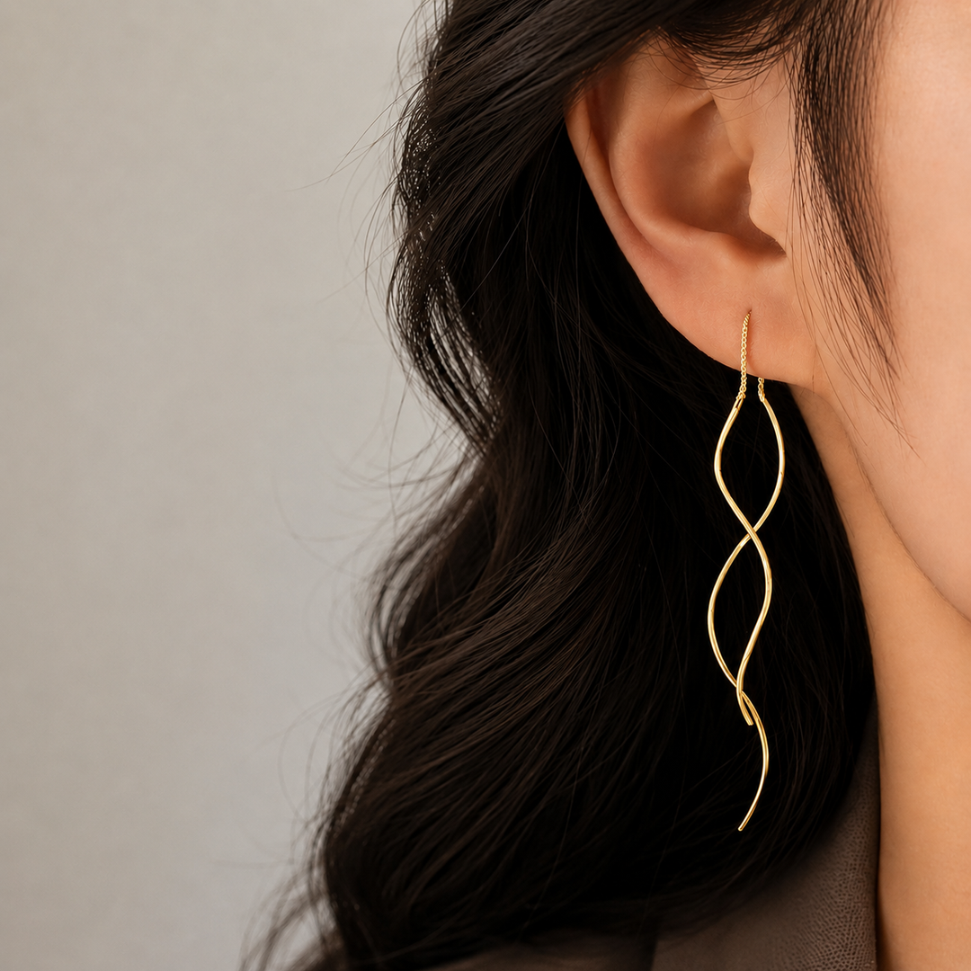 Idalina | Pendientes Colgantes con Diseño Ondulado