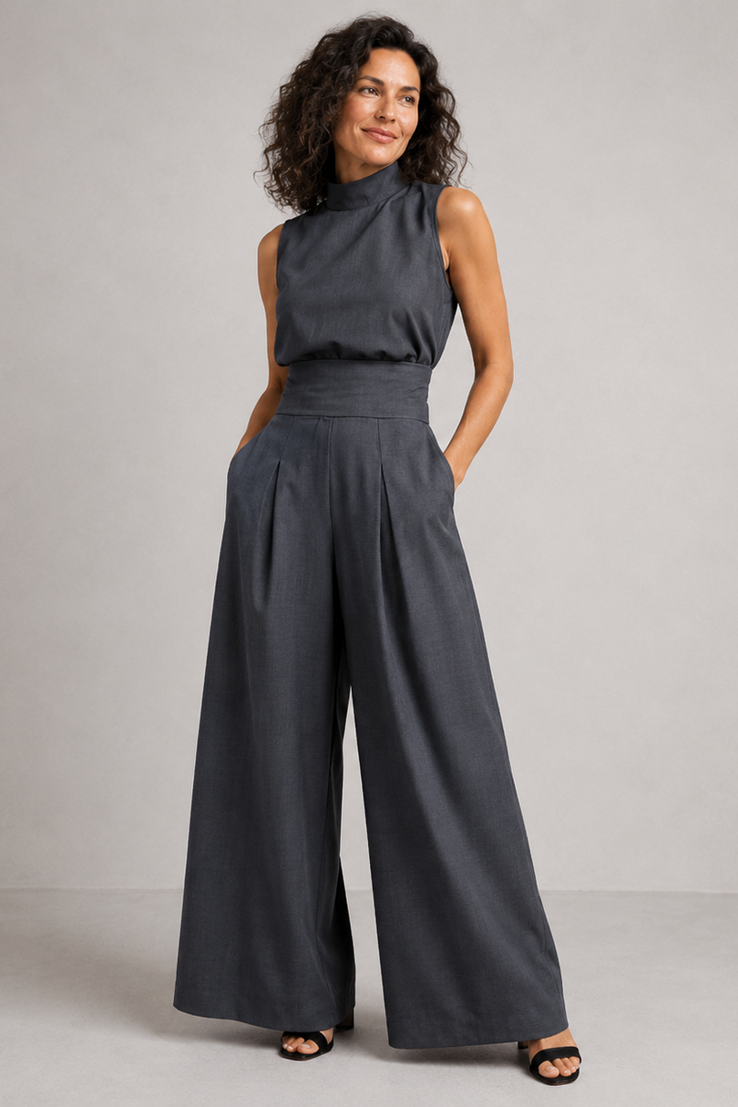 Winka | Mono Sin Mangas de Cuello Alto y Pierna Ancha