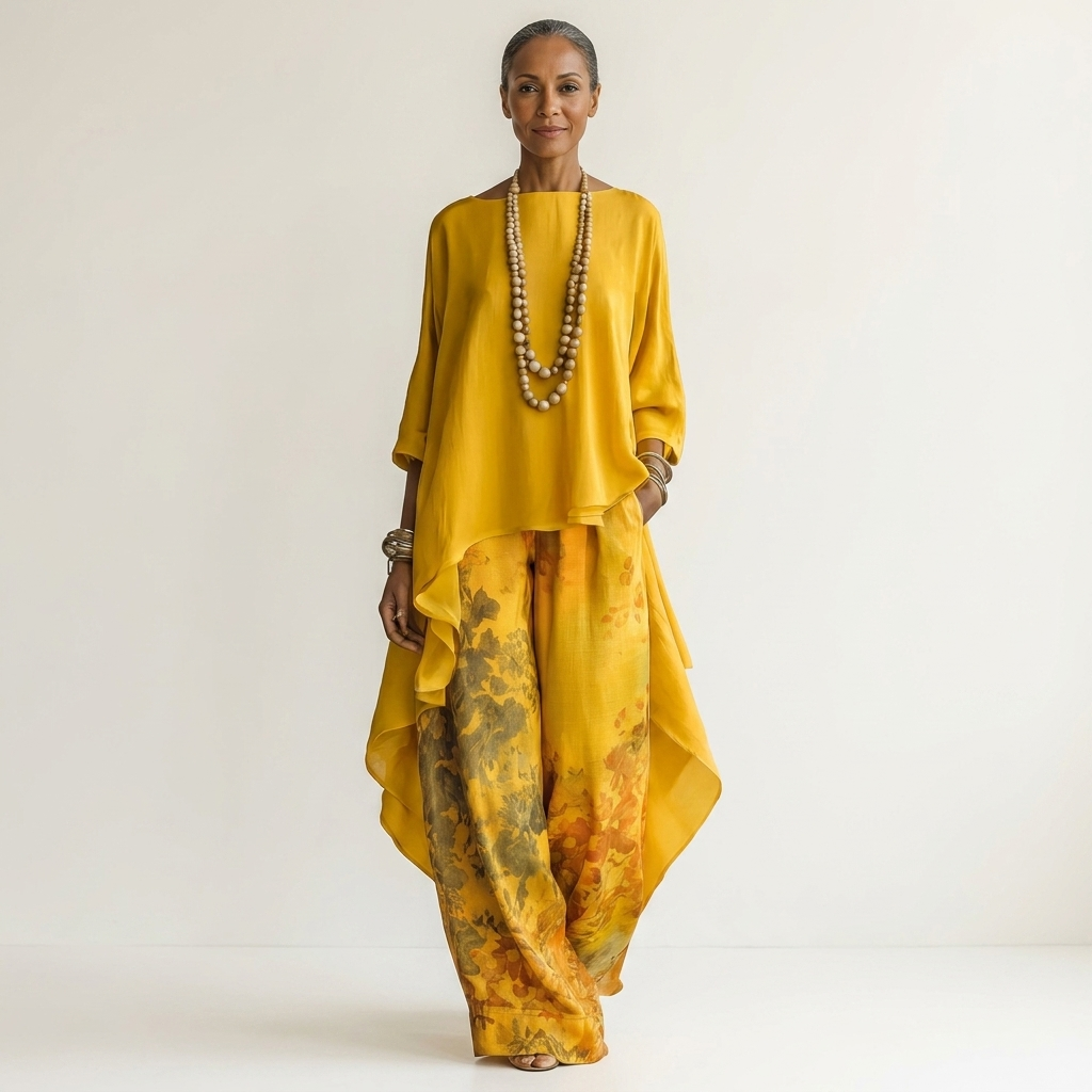 Ainan - Conjunto de Dos Piezas Túnica Asimétrica y Pantalón