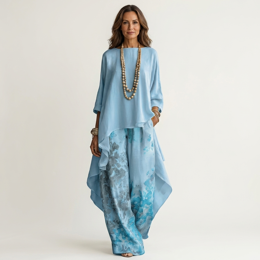 Ainan - Conjunto de Dos Piezas Túnica Asimétrica y Pantalón