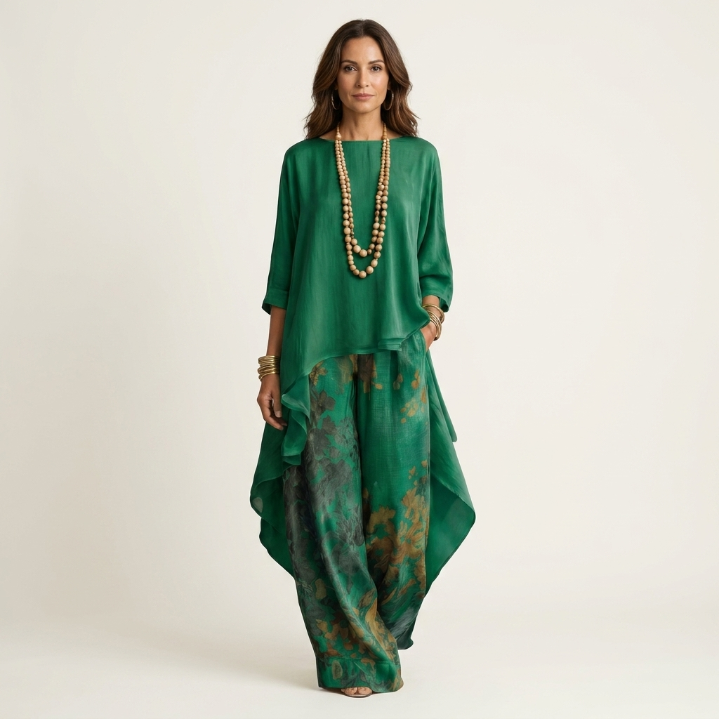 Ainan - Conjunto de Dos Piezas Túnica Asimétrica y Pantalón
