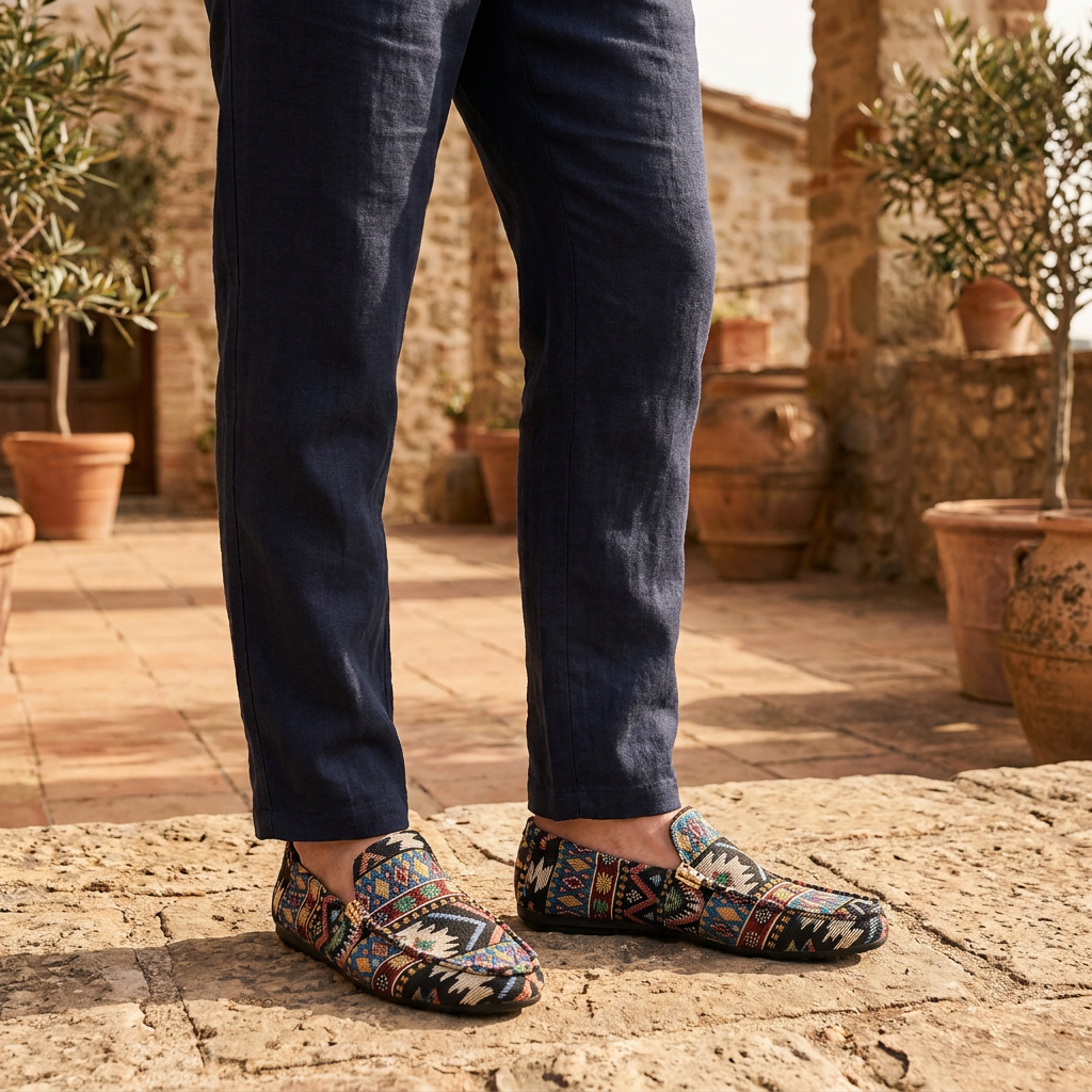 Anneloes | Mocasines Sin Cordones Con Estampado Geométrico y Hebilla