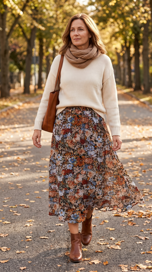 Astronys | Falda Maxi Floral con Cintura Elástica