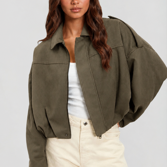 Damen kurze oversized | Chaqueta corta oversized con zipper