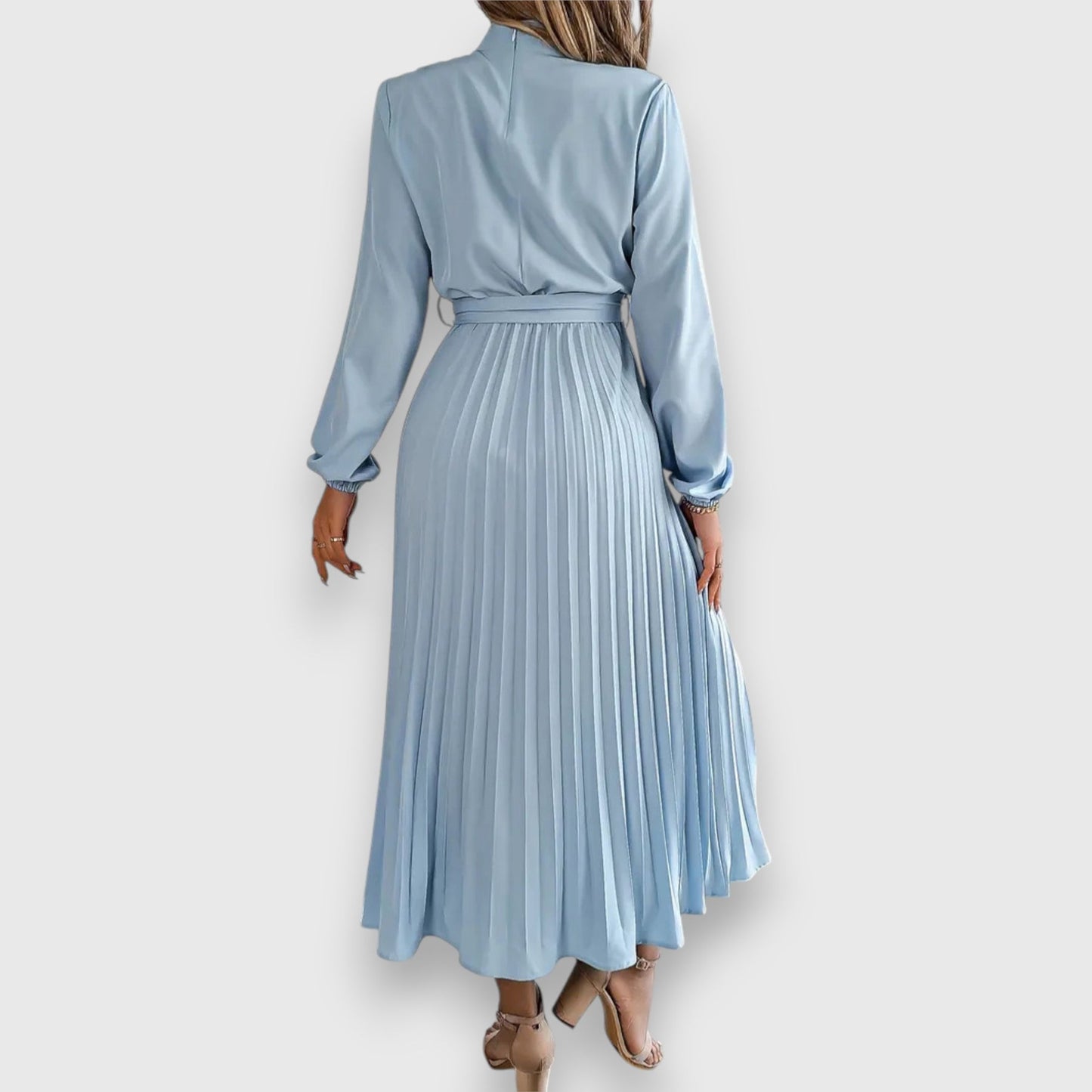 Lisa | Vestido Midi Plisado de Manga Larga