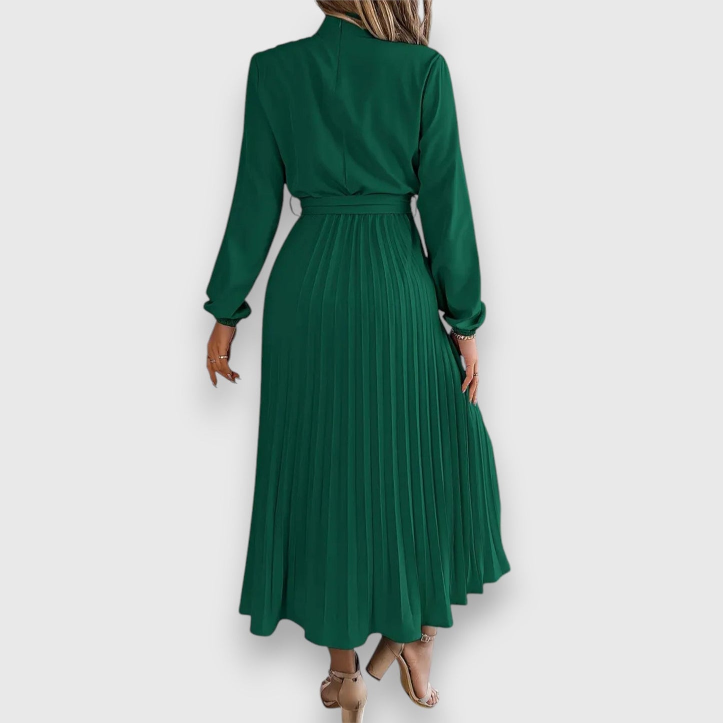 Lisa | Vestido Midi Plisado de Manga Larga