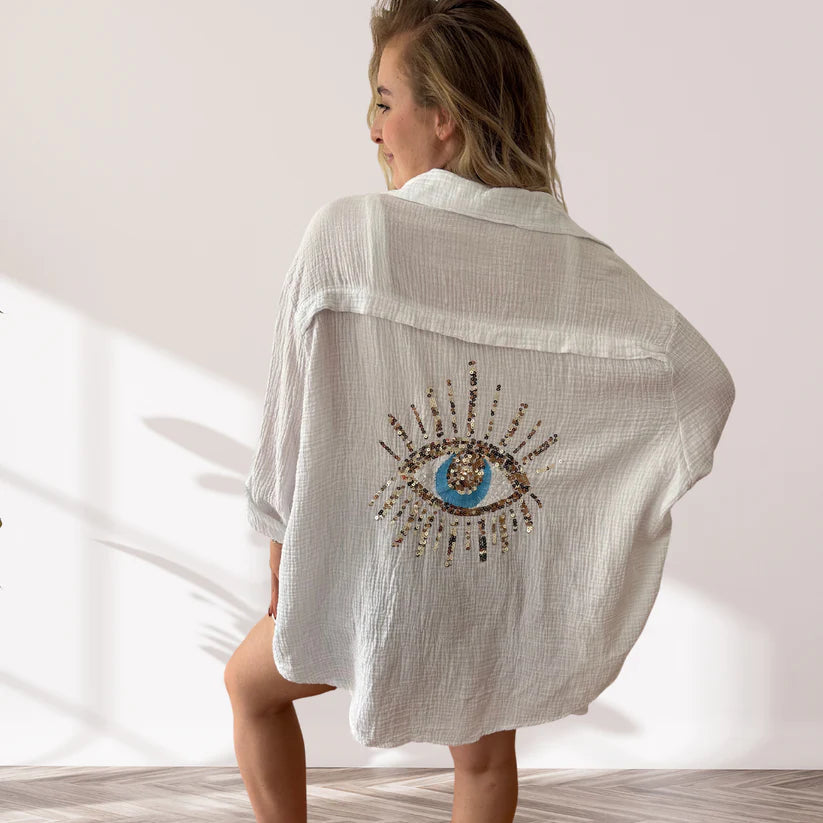 Eliza - Camiseta Oversize de Manga Larga con Estampado en la Espalda