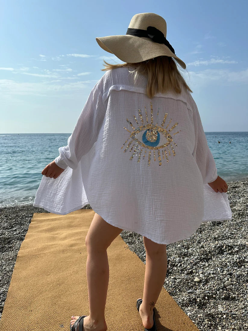 Eliza - Camiseta Oversize de Manga Larga con Estampado en la Espalda