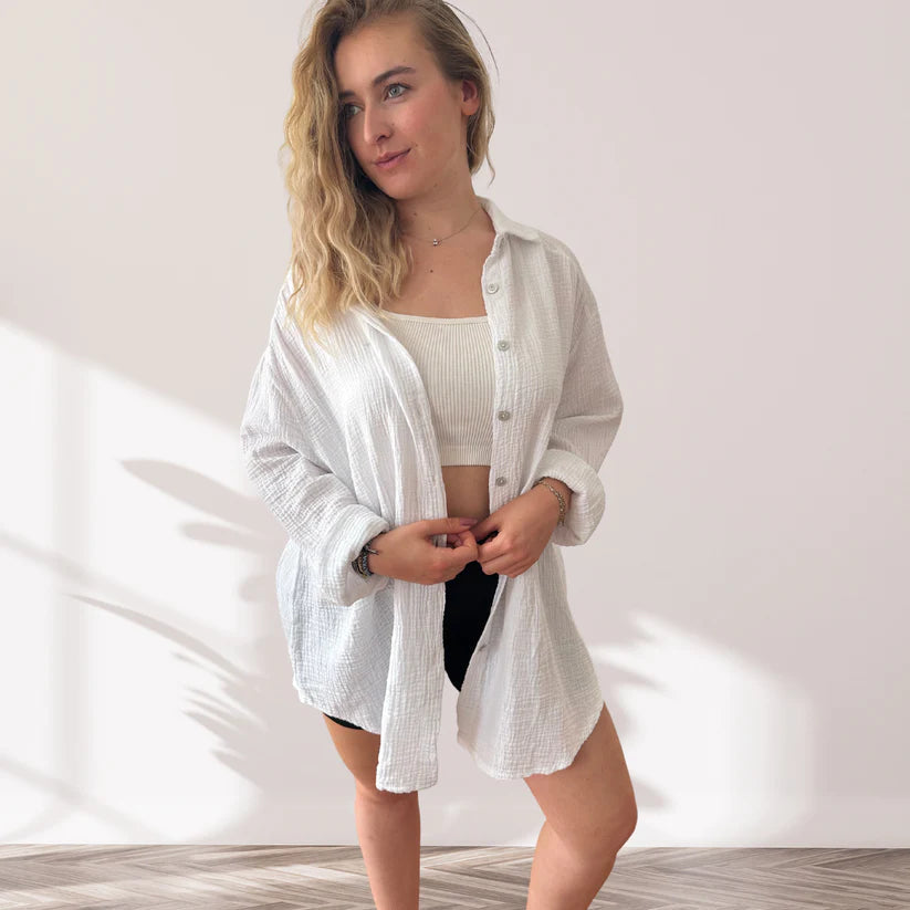 Eliza - Camiseta Oversize de Manga Larga con Estampado en la Espalda