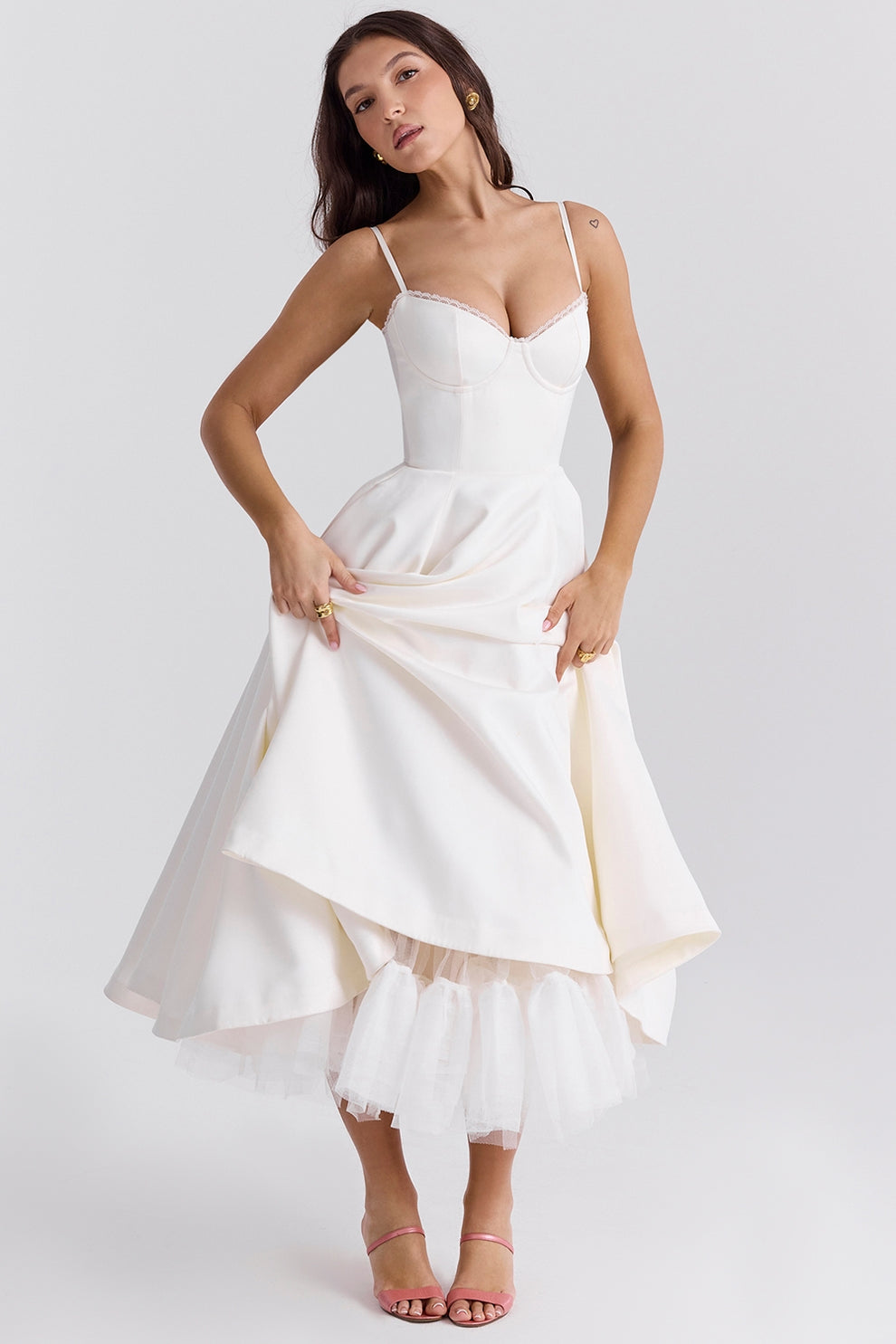 Arestina | Vestido Midi Tul Tirantes Finos
