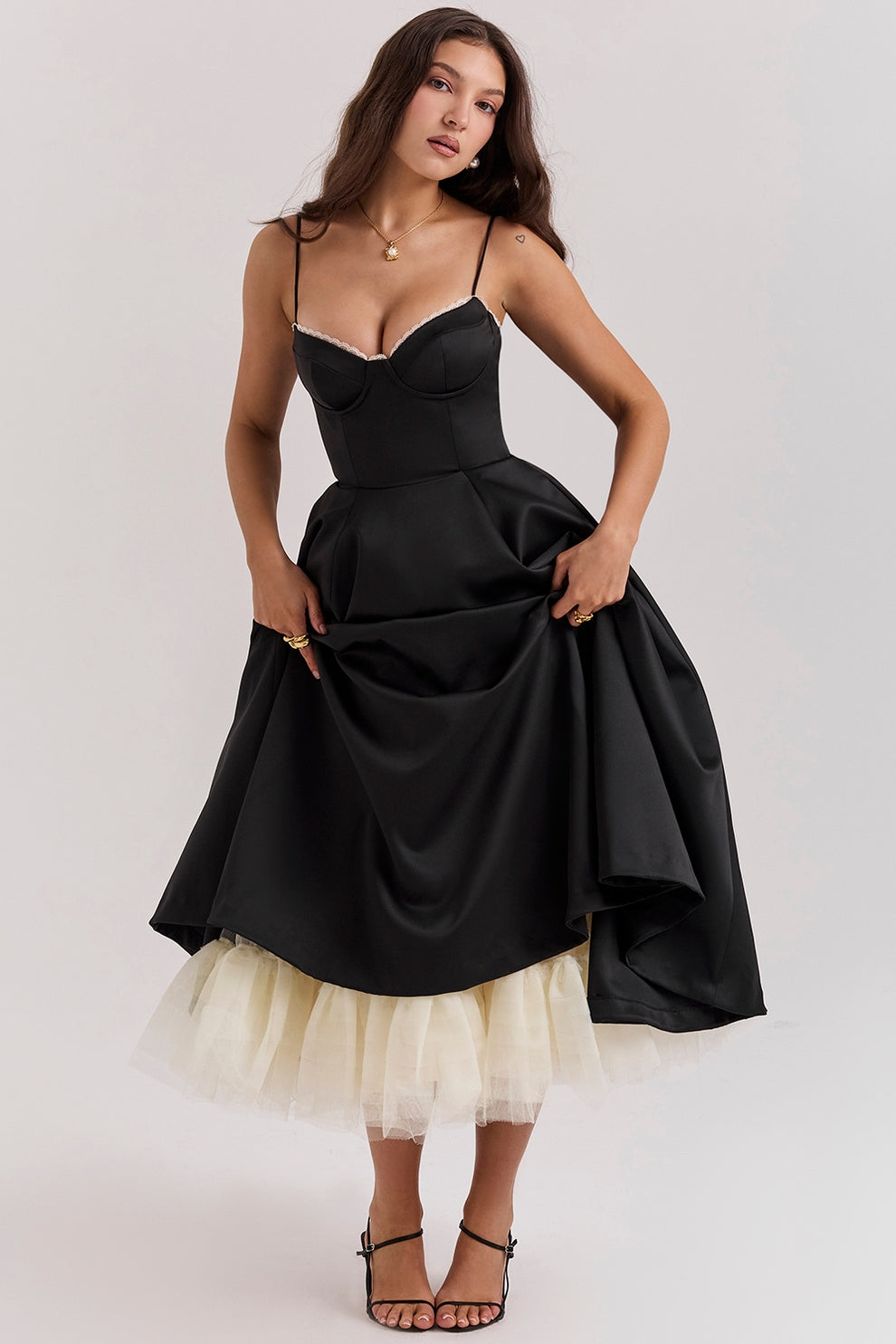 Arestina | Vestido Midi Tul Tirantes Finos