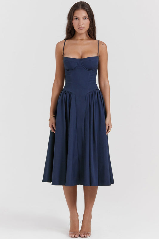 Maissa | Vestido Midi Sin Mangas Con Escote Corazón