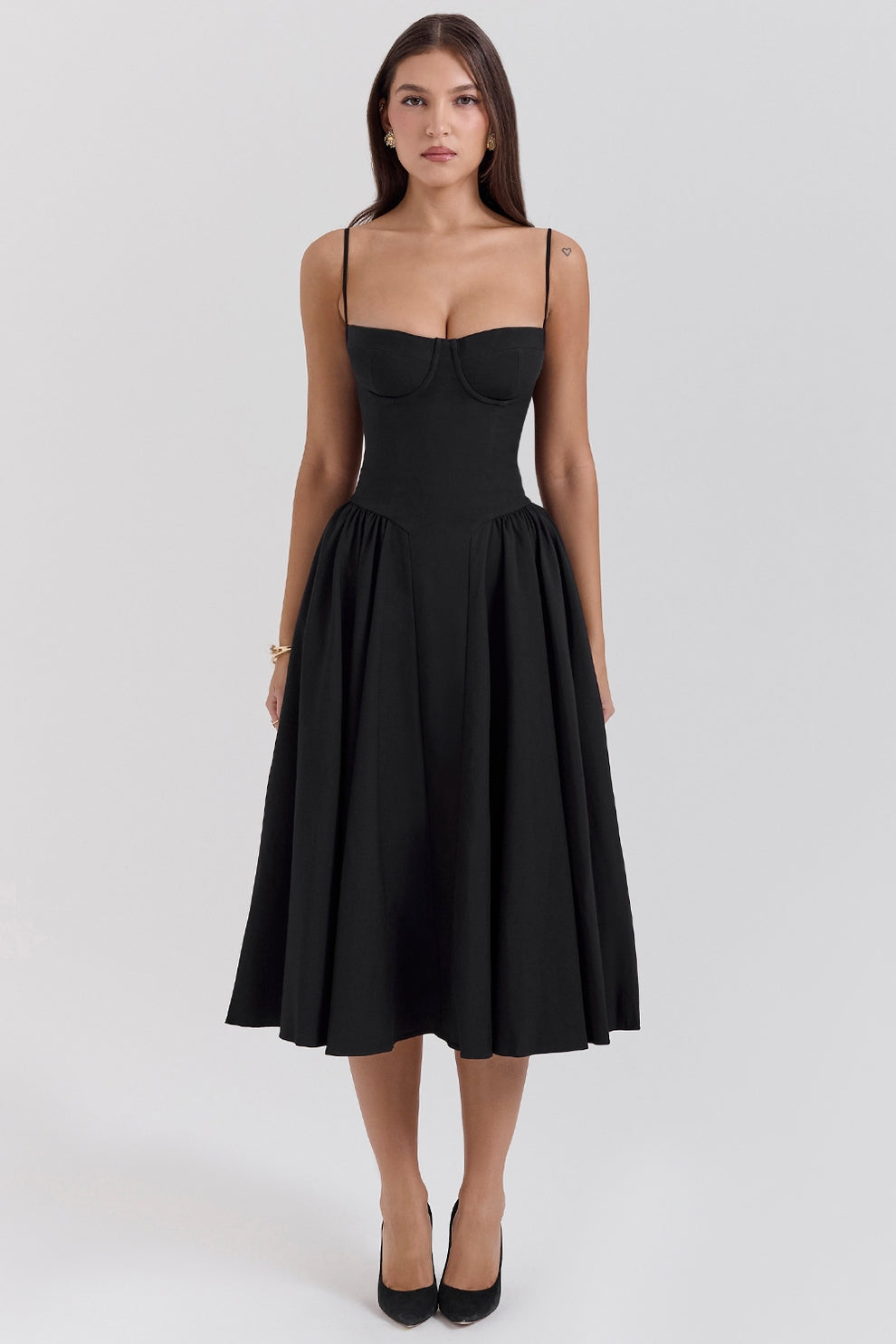Maissa | Vestido Midi Sin Mangas Con Escote Corazón