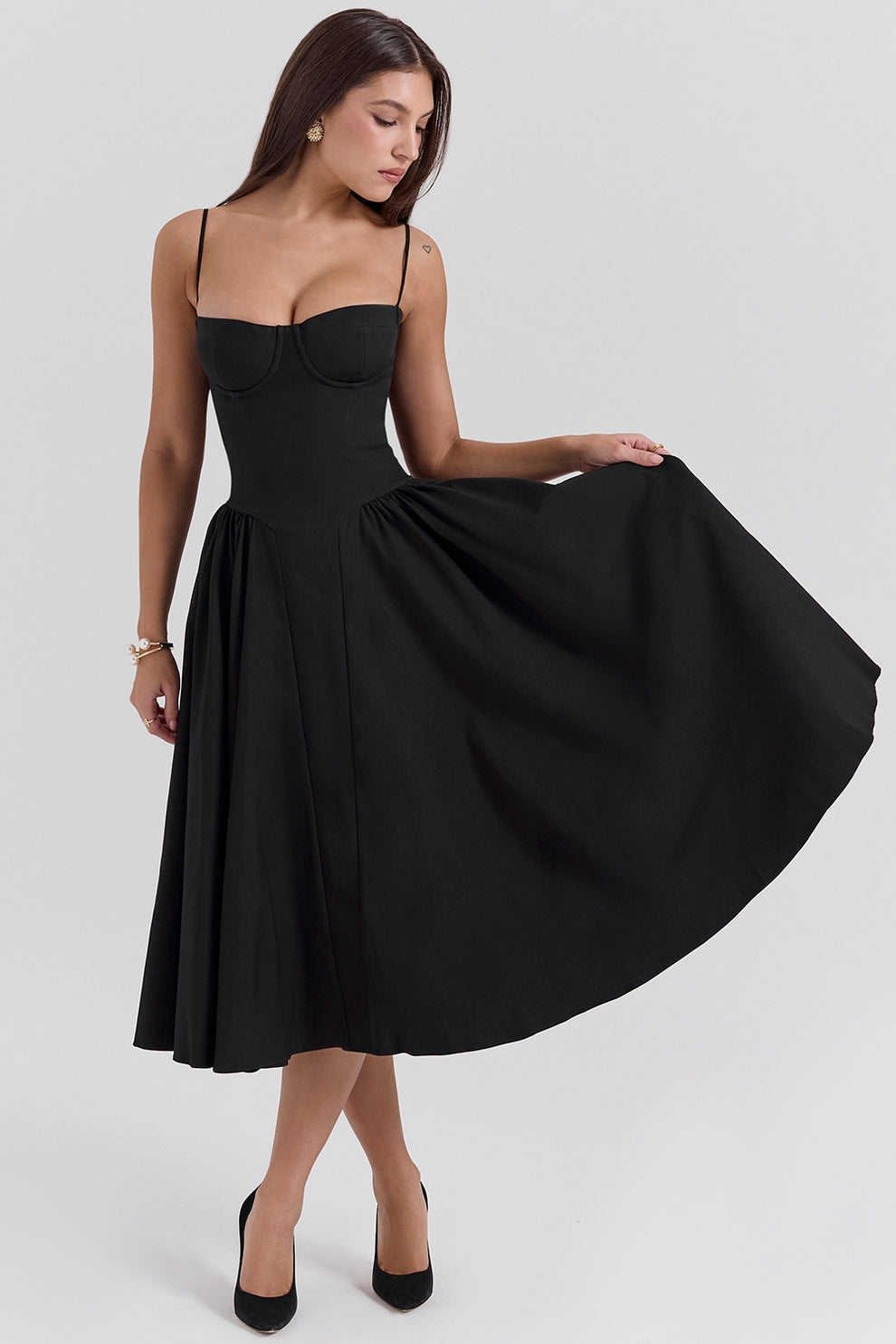 Maissa | Vestido Midi Sin Mangas Con Escote Corazón