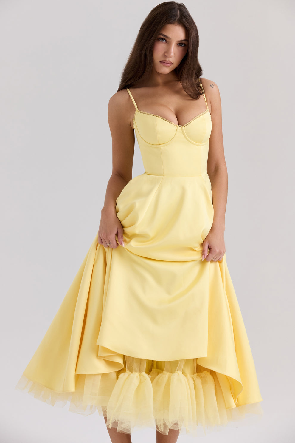 Arestina | Vestido Midi Tul Tirantes Finos