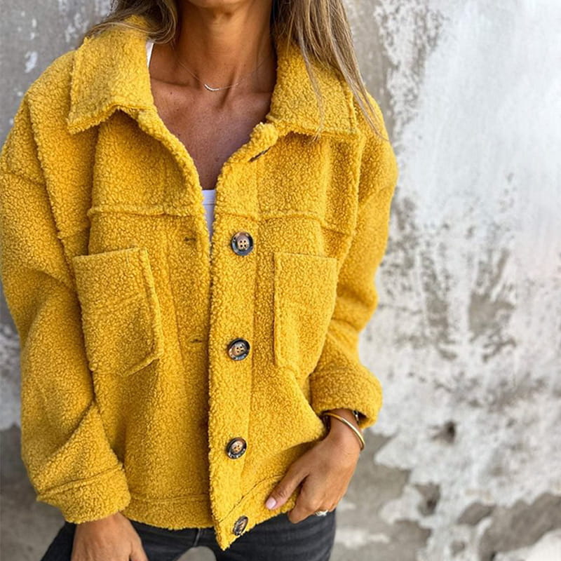 Alwina | Chaqueta de Felpa Con Cuello y Botones