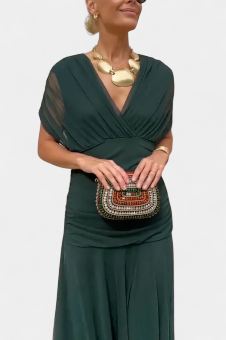 Lordanka | Vestido Largo Plisado Con Fruncidos Y Hombros Al Aire