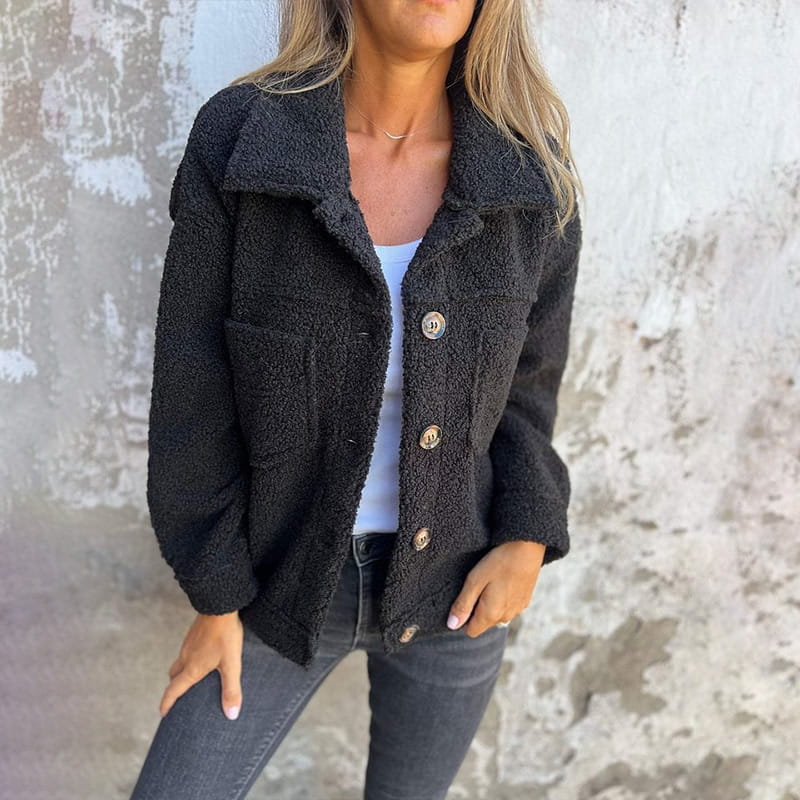 Alwina | Chaqueta de Felpa Con Cuello y Botones
