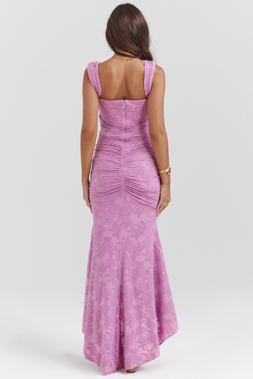Traudel | Vestido MIDI De Jacquard Floral Con Escote Cuadrado
