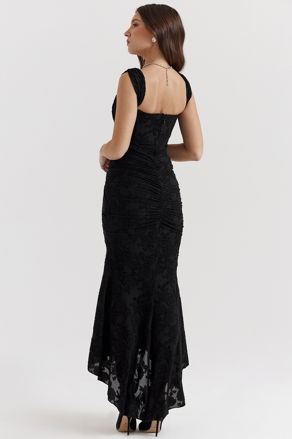 Traudel | Vestido MIDI De Jacquard Floral Con Escote Cuadrado