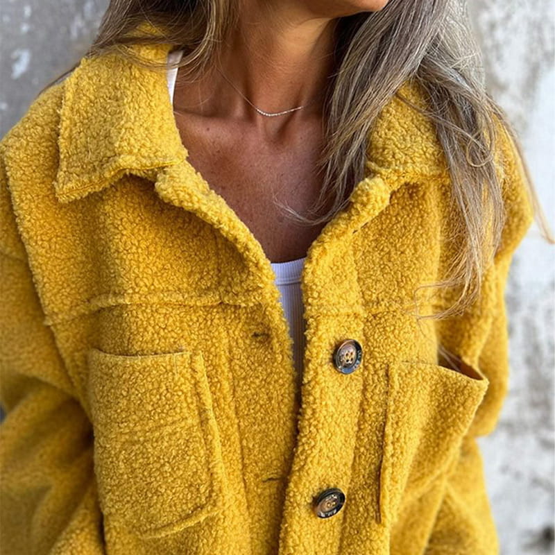 Alwina | Chaqueta de Felpa Con Cuello y Botones