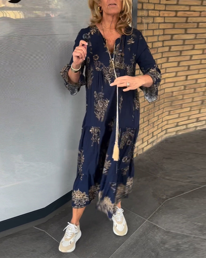 Hipatia | Vestido Maxi Floral Con Escote En V