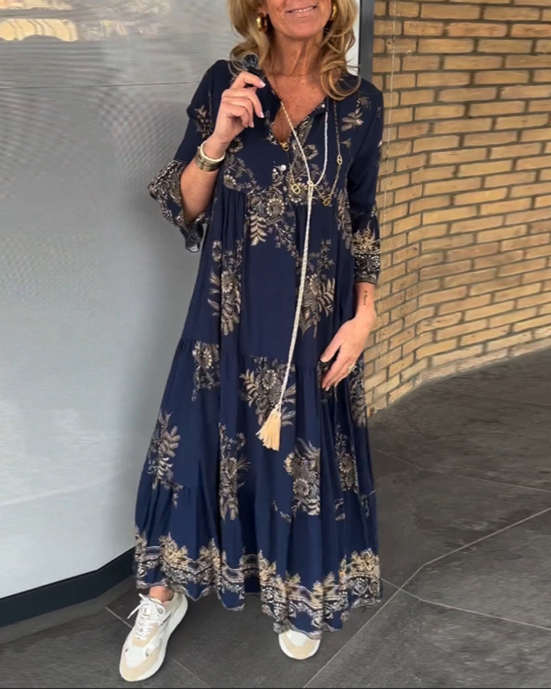 Hipatia | Vestido Maxi Floral Con Escote En V