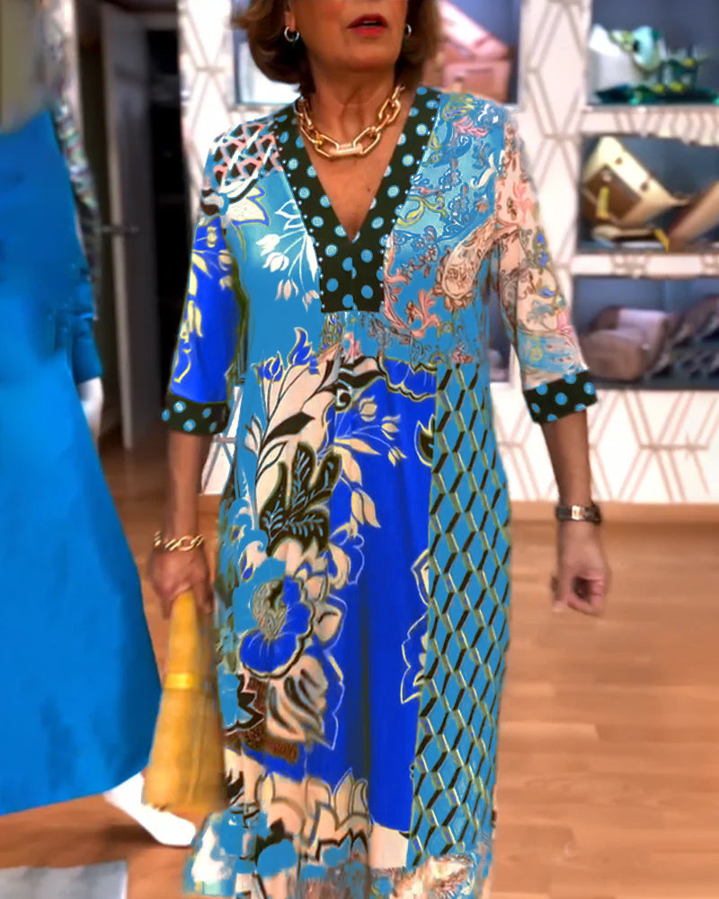 Charmaine | Vestido Largo Estampado Con Escote en V