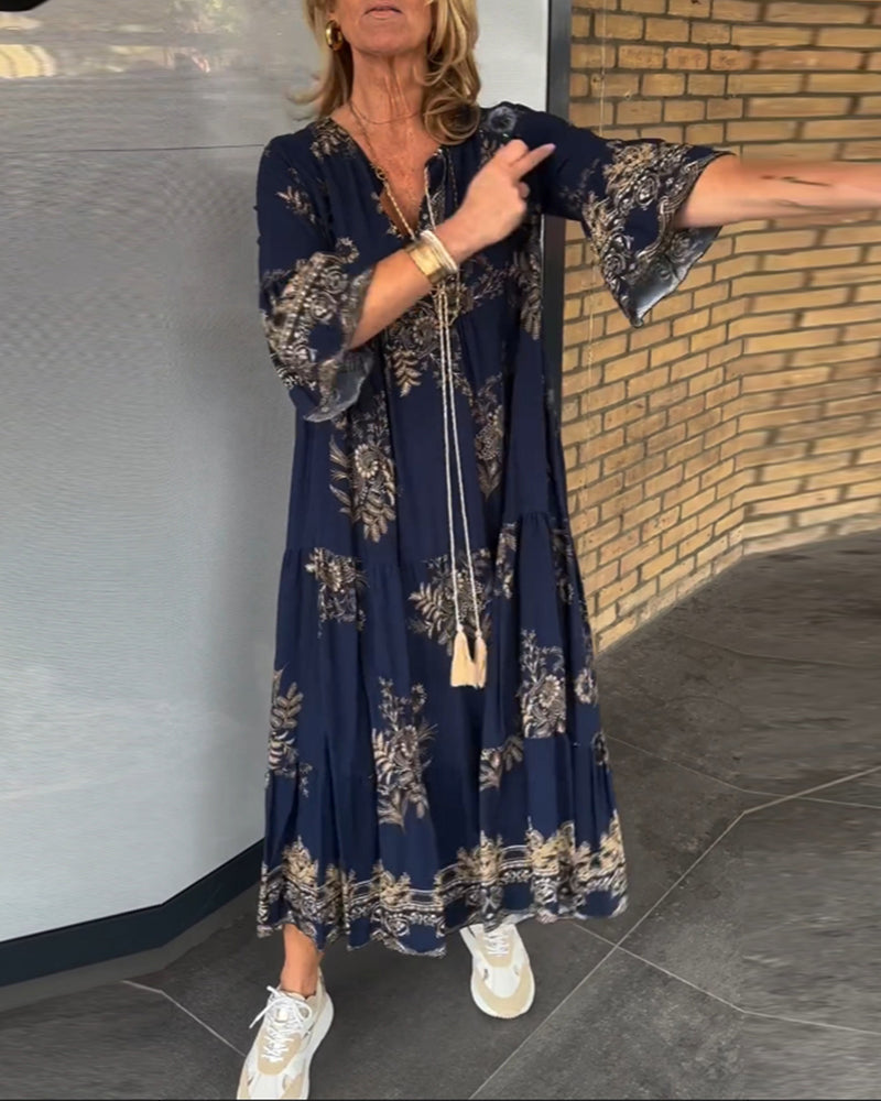 Hipatia | Vestido Maxi Floral Con Escote En V