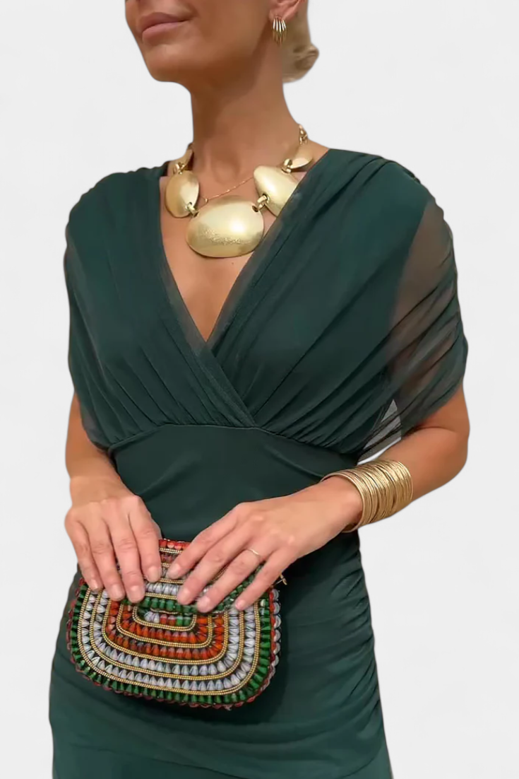 Lordanka | Vestido Largo Plisado Con Fruncidos Y Hombros Al Aire