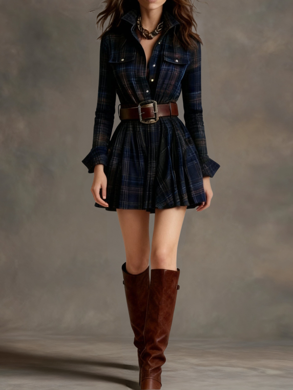 Keshet | Vestido Mini De Cuadros Con Cinturón