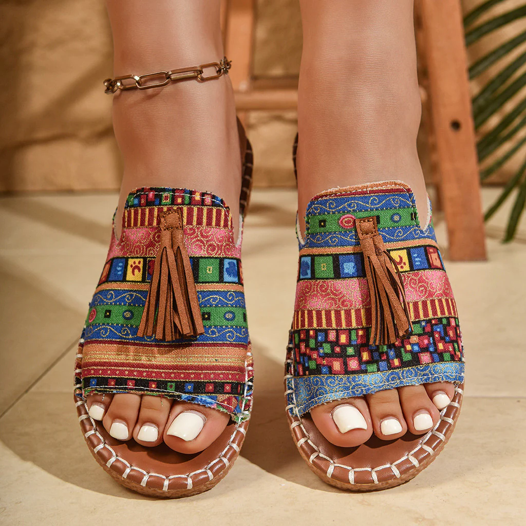 Margaret | Bohemian Tassel Slide Sandals