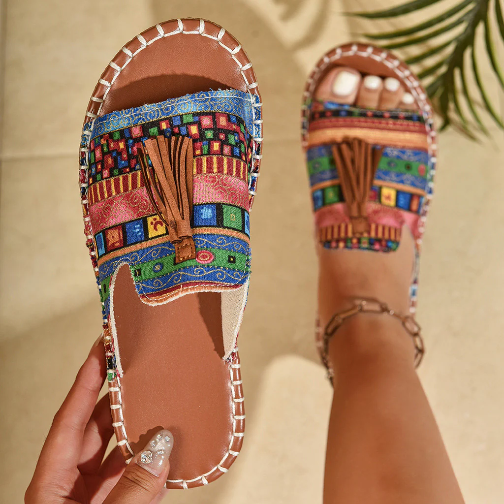 Margaret | Bohemian Tassel Slide Sandals