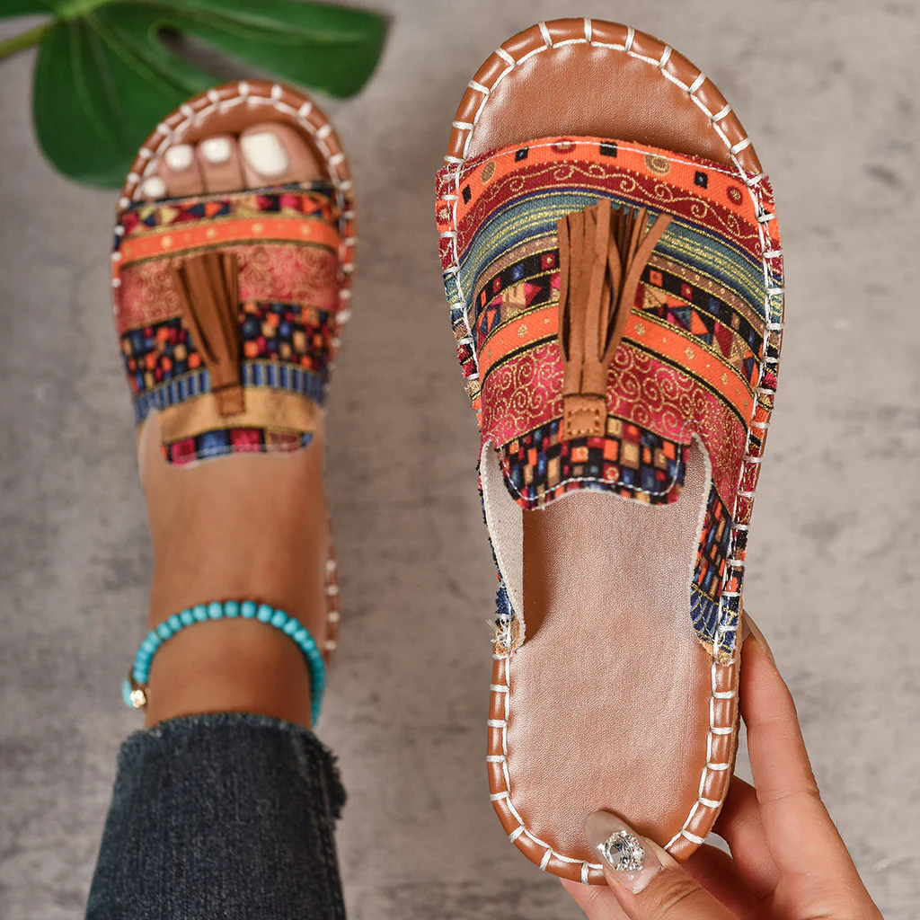 Margaret | Bohemian Tassel Slide Sandals