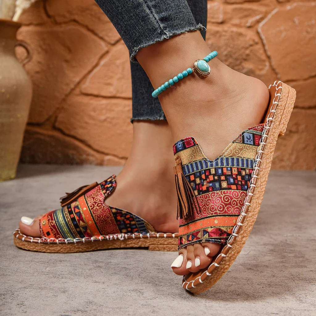 Margaret | Bohemian Tassel Slide Sandals