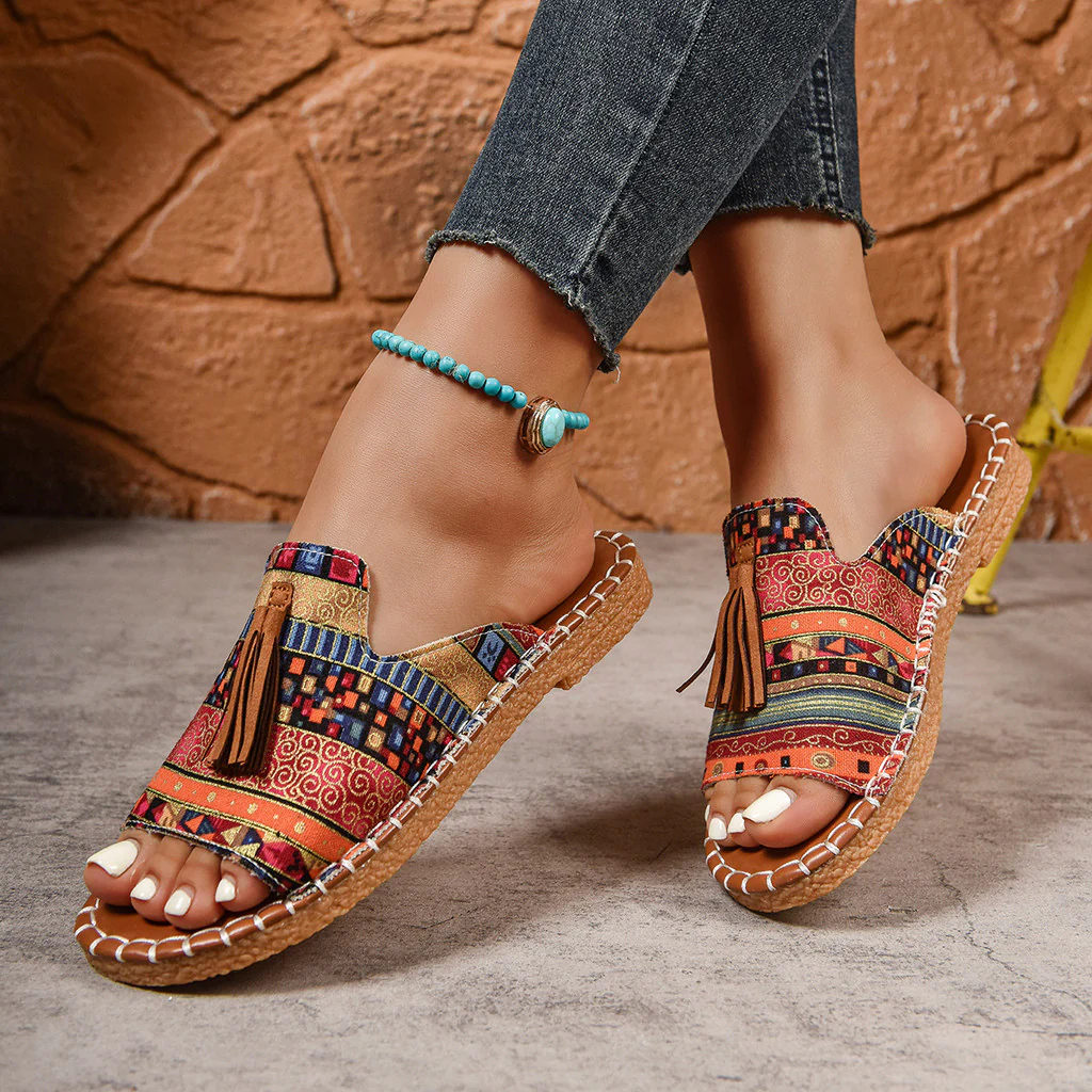 Margaret | Bohemian Tassel Slide Sandals
