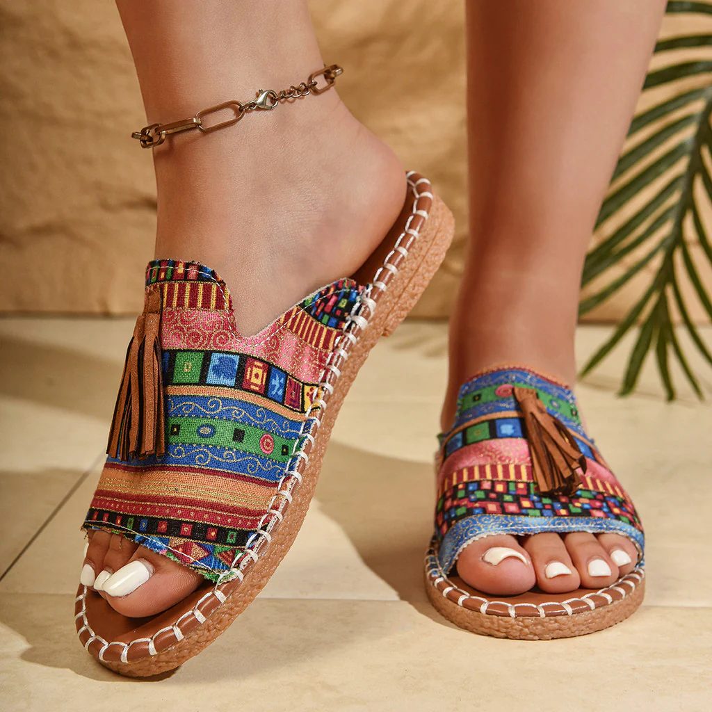 Margaret | Bohemian Tassel Slide Sandals