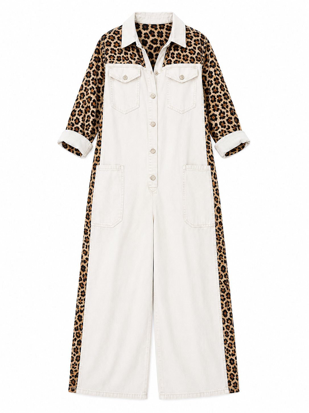 Yasmeen | Mono de Vaqueros de Corte Ancho con Estampado de Leopardo