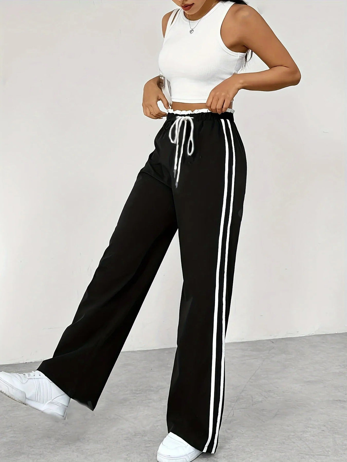 Dames sportieve high | Pantalones Jogging Altos con Rayas