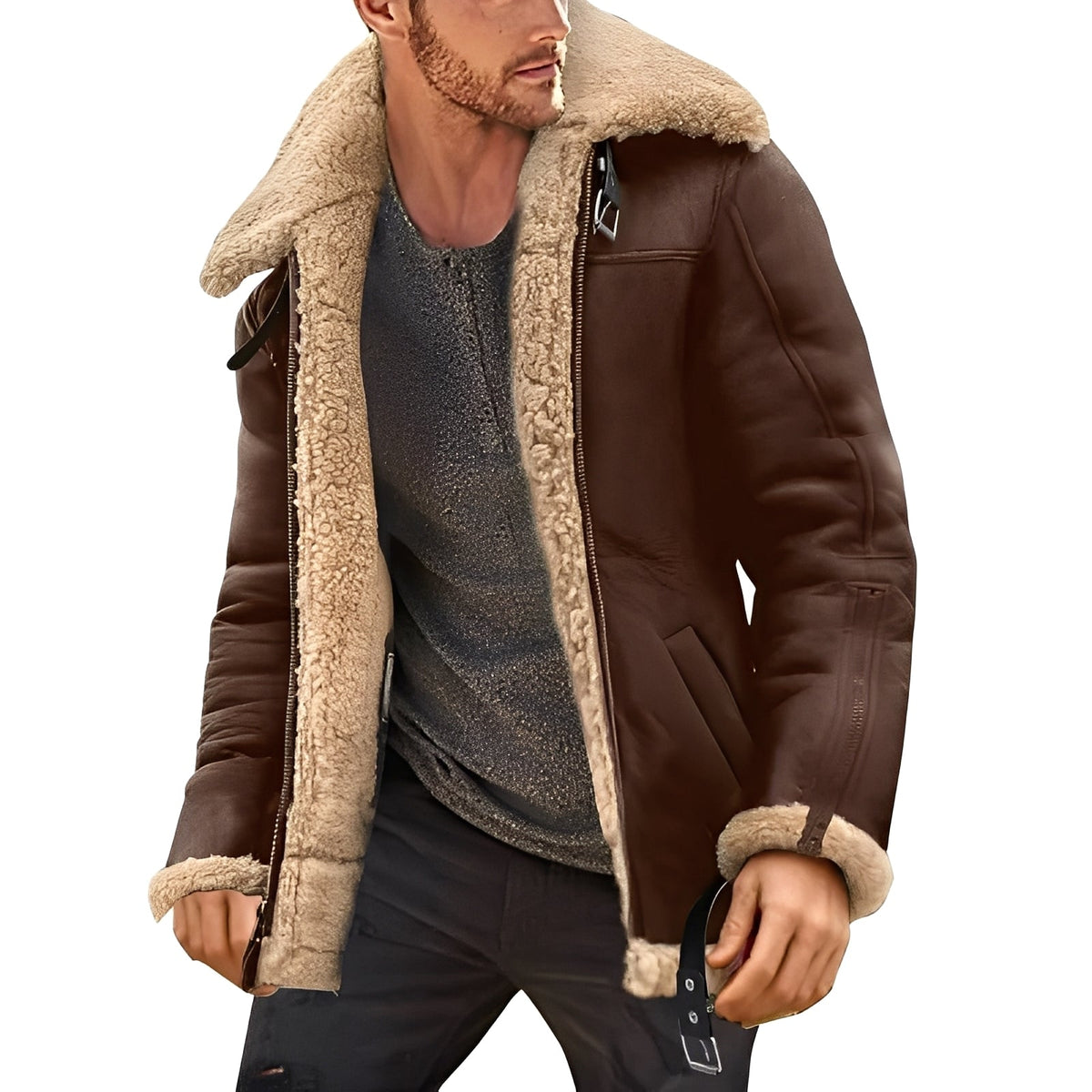 Jeffrey | Chaqueta estilo aviador con cuello de piel