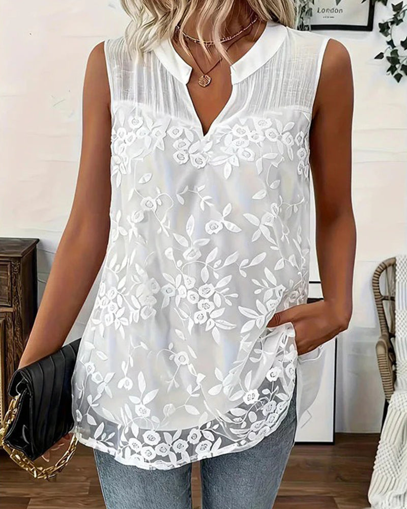 Shilika | Blusa Túnica Sin Mangas Con Cuello en V Y Estampado Floral
